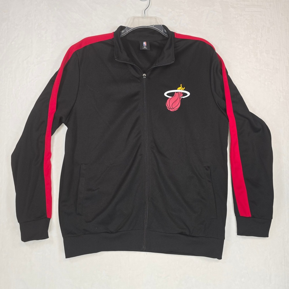 Miami Heat NBA Men's Large Black Red Full Zip Track Jacket Basketball